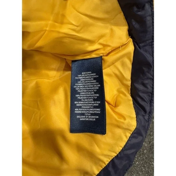 Polo Ralph Lauren Youth Navy‎ Yellow Down Puffer Vest Large 14/16 - Picture 3 of 4